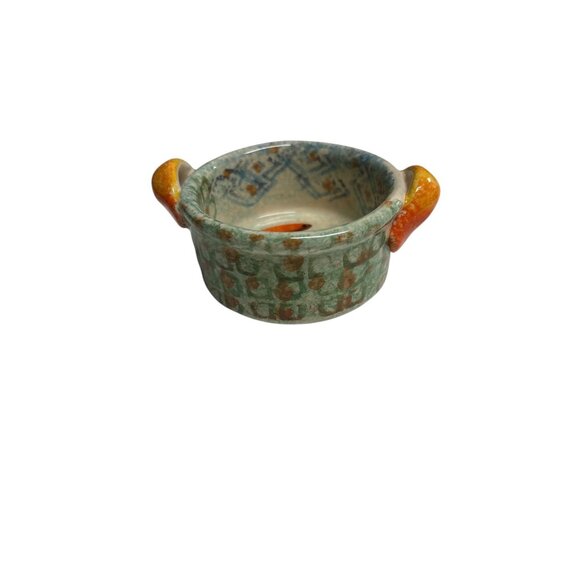 Hand Painted Ceramic Bowl With Fish Motif & Dual Handles Made In Italy - Picture 2 of 5